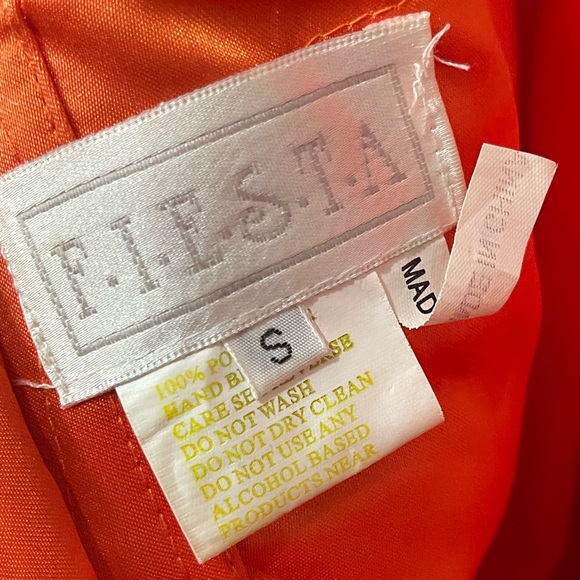 Vintage. Strapless. Orange. Party. Dress. - Picture 3 of 3